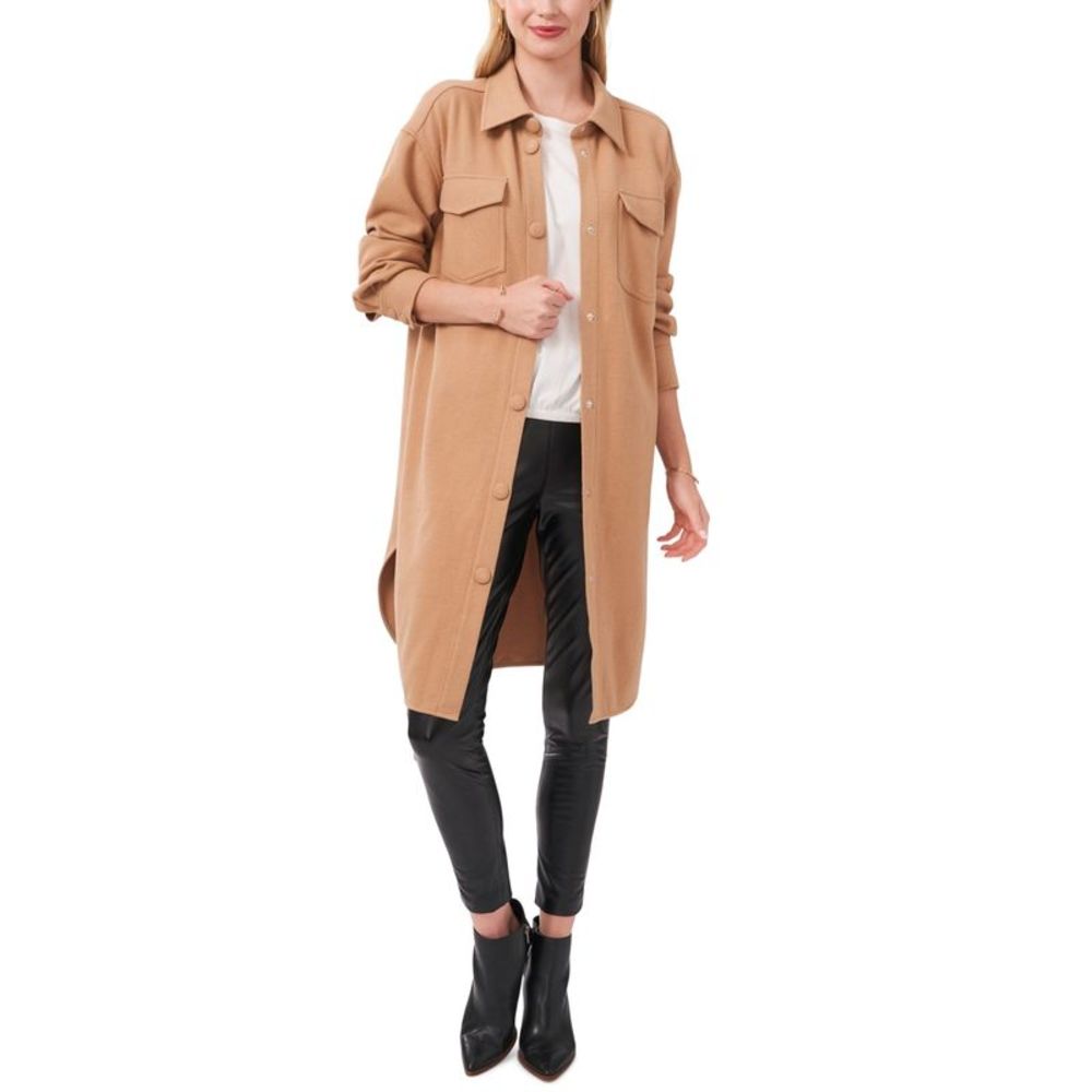Vince Camuto Women's Cotton Blend Shirt Jacket Brown Size XL